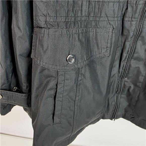 St. Johns Bay Hooded Jacket Men's XL Black Gray Reversible Full Zip Pockets - Picture 2 of 10